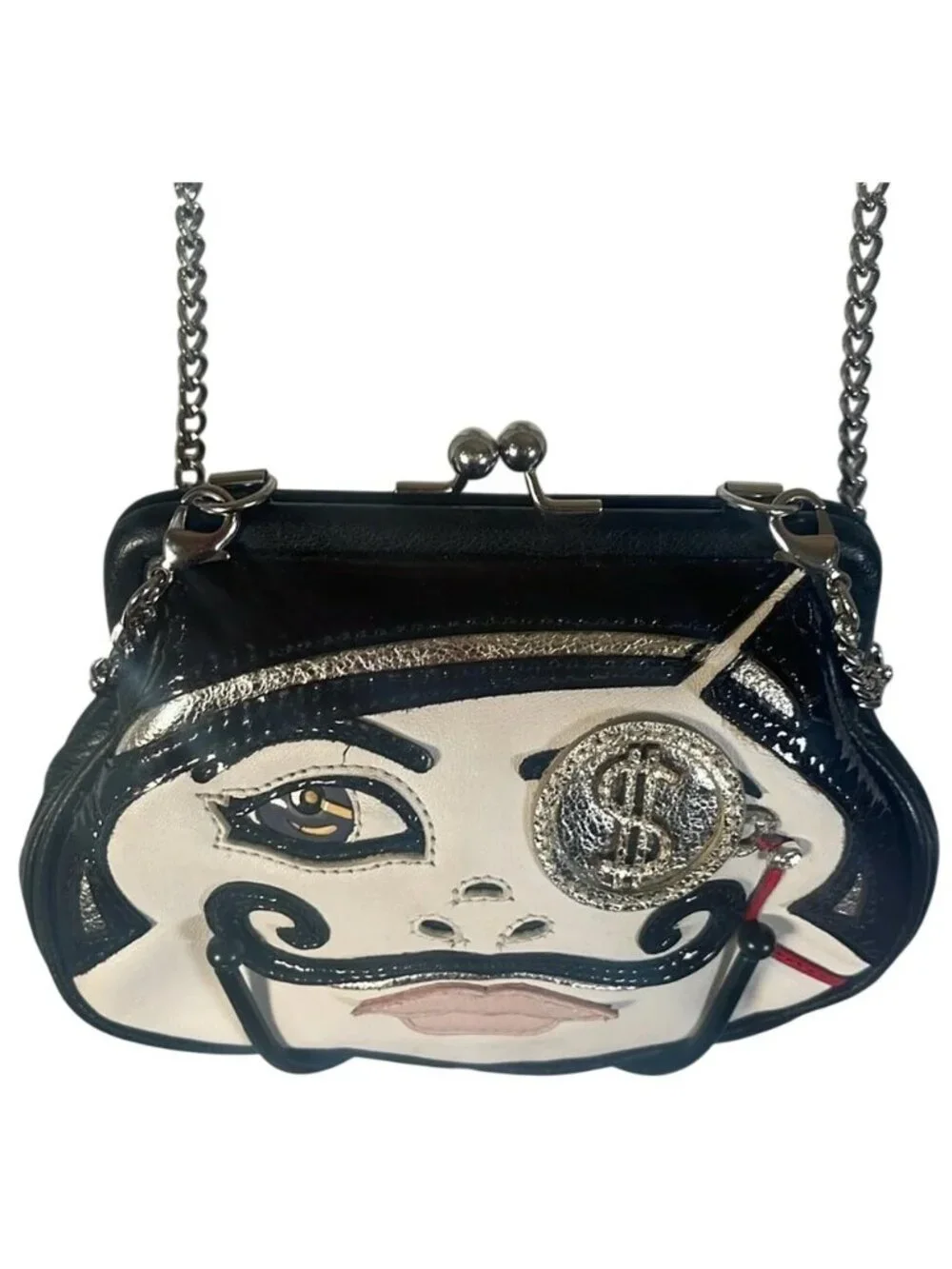 Brighton Rare vintage Retired crossbody Coin Purse Face Design with chain strap